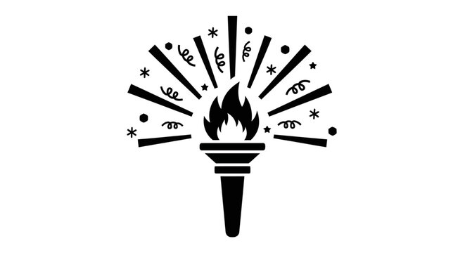 Torch with flame and decorative elements.