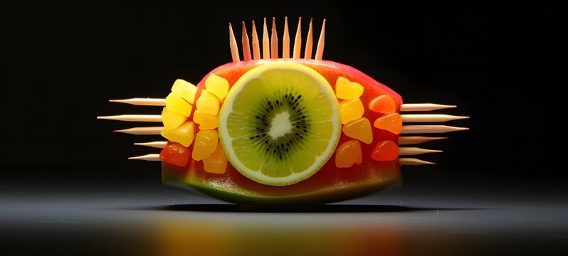 fruits slice shaped matchstick carving,generative AI