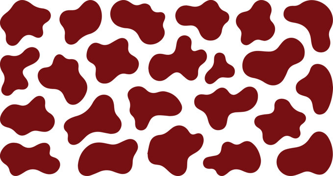 Patr&oacute;n de piel de vaca en color marr&oacute;n rojizo, textura de manchas org&aacute;nicas abstractas, fondo vectorial con estampado animal