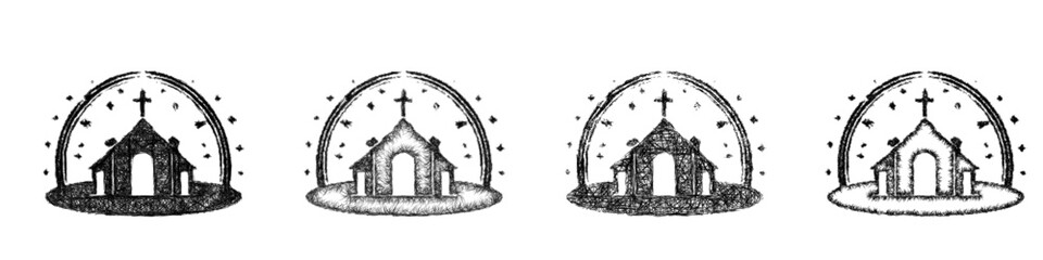 Sketch sanctuary icon design set