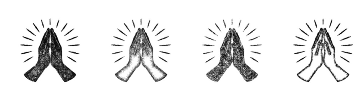 Sketch prayer icon design set