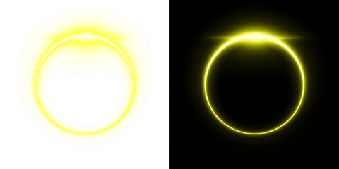 Fototapeta premium Neon Glowing Circle Sparkle Light Effect Isolated PNG Overlay for Visual Effects and Cinematic Design