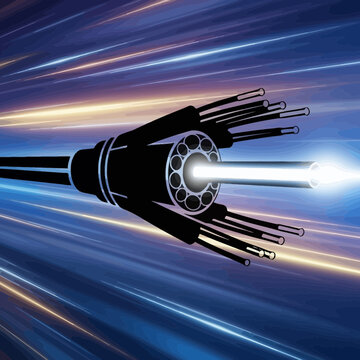 Fiber optic cable technology transmitting data at high speed digital communication.