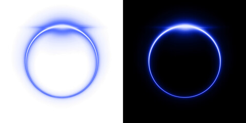 Fototapeta premium Deep blue Glowing Neon Circle Light Effect Isolated PNG Overlay Effects
