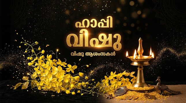 Vishu Festival Celebration Concept with Cultural Symbols