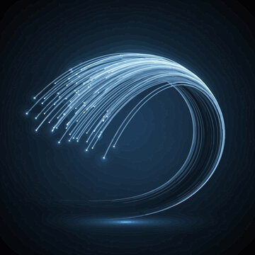 Glowing Blue Fiber Optic Cable.