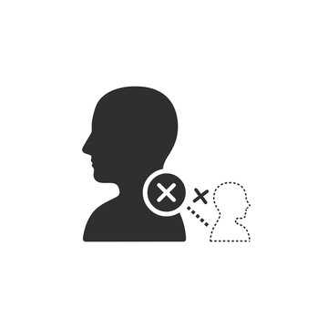 Silhouette of a person with a cross mark representing rejection and exclusion.