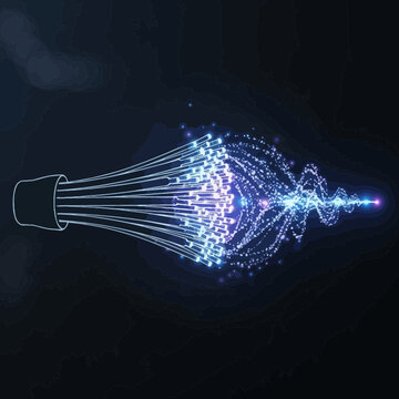 Fiber optic cable transmitting data with light and energy.
