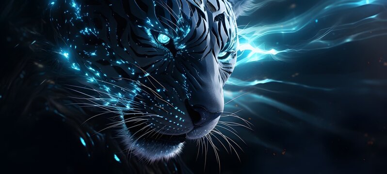 Astral vision white tiger meets cosmos,generative AI