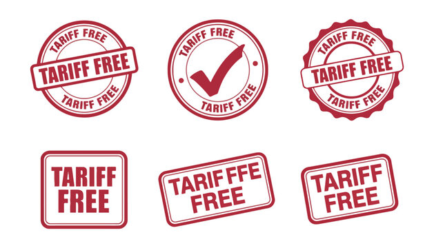 Tariff free vector icons and labels for international trade and commerce