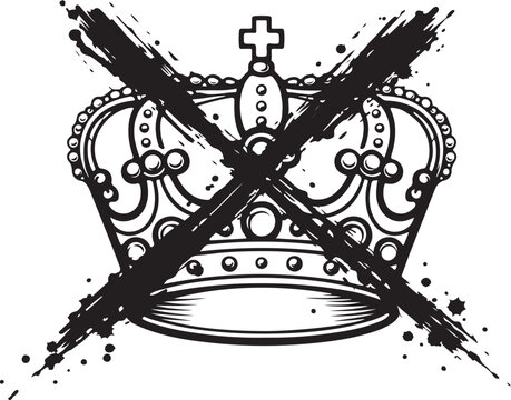  No king ,Bold No Crown Graffiti Art - Black Vector Crown with Red Circle Slash Street Art Design