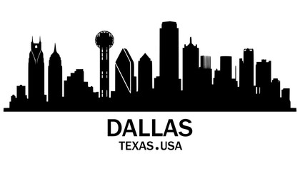 Fototapeta premium Dallas Texas USA city skyline silhouette illustration high quality city skyline BLACK