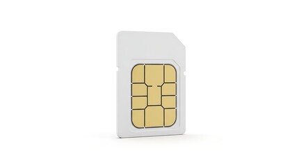 Close-up of a standard SIM card isolated on a white background, technology concept. © MBAK NAH