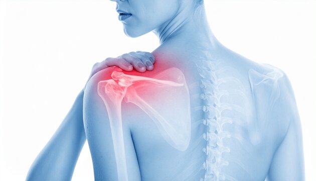 Shoulder joint pain illustration.