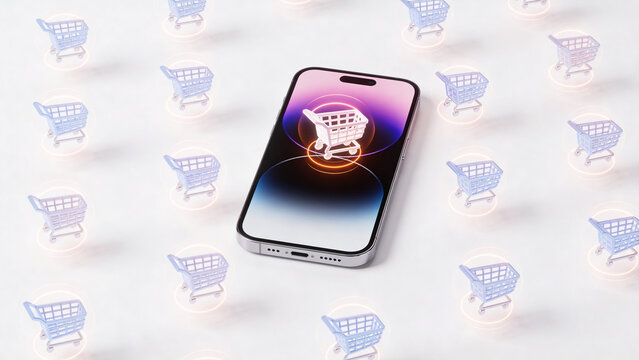 Smartphone with shopping cart icon