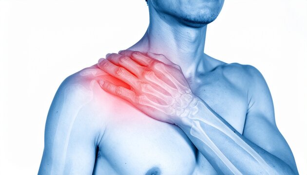Shoulder joint pain illustration.