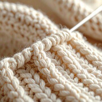 Unfertiger gestrickter Pullover mit Nadeln