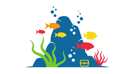 Fototapeta premium Colorful Fish Swimming Around Coral Reef.