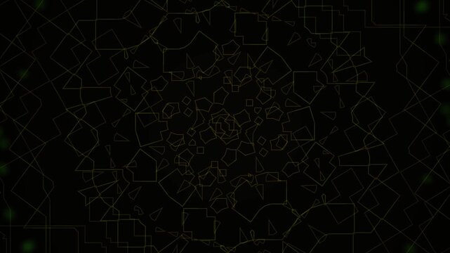 Close-up of a dark background with a green geometric pattern and a white horizontal stripe