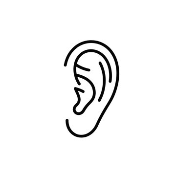 Detailed outline of a human ear showcasing its intricate structure and form.