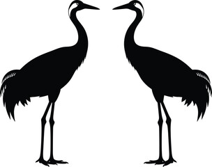Obraz premium Pair of Heron Silhouettes for Nature, Wildlife, and Birdwatching Illustrations