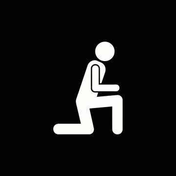 Kneeling person icon representing prayer meditation or rest in a simple design.