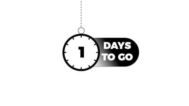 1 days to go&rdquo;, countdown animation, motion graphics, running numbers.with video concept.