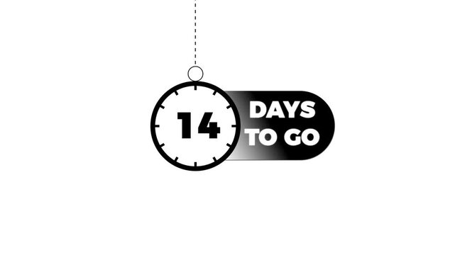 14 days to go&rdquo;, countdown animation, motion graphics, running numbers.with 4k video animation.