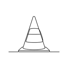 Fototapeta premium Simple outline drawing of a traffic cone minimalist design on white background safety concept.