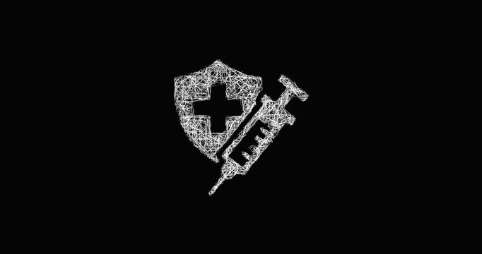 Sketch vaccination icon animation - smooth progressive reveal