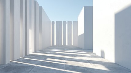 Obraz premium Minimalist Architecture with Striking Light and Shadow Patterns Creating a Sense of Depth and Space