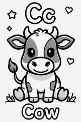 Fototapeta premium cow coloring page for kids