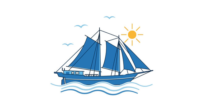 Sailing Boat on Calm Water Surface.