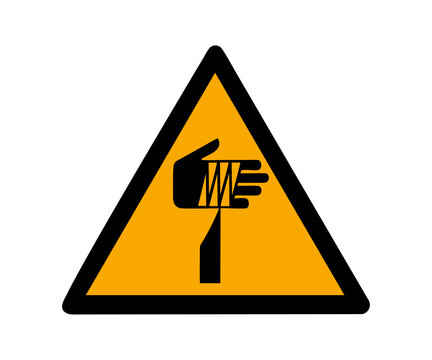 ISO 7010 W022 Warning Sharp element sign. Warning sharp objects for sharp object danger warning vector design and illustration.
