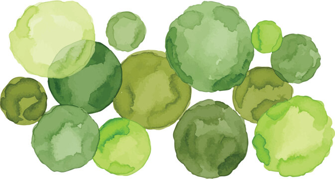 Watercolor tree top view symbols for landscape design, green garden plan elements in hand painted style, architectural site mapping vector set isolated PNG with Transparent Background