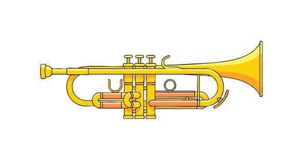 Fototapeta premium Illustration of a yellow trumpet musical instrument