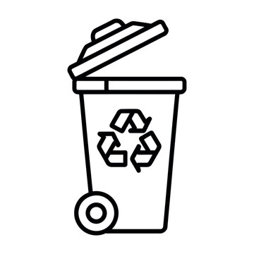 Vector of a recycling bin with an open lid indicating waste disposal