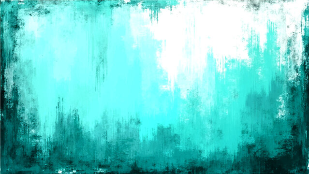 Abstract painting in aqua and turquoise tones creates unique art and fluid style and artistic texture and modern art impression and elegant aesthetics and color harmony and creative artwork 