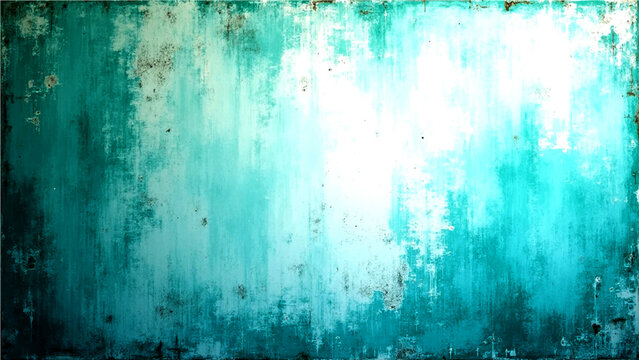 Textured turquoise wall with faded paint and peeling texture, showcasing rustic charm and weathered surface and artful backdrop and aged patina 