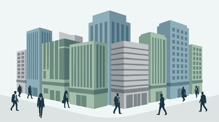 Business people walking in a modern geometric cityscape © IsoMatrix