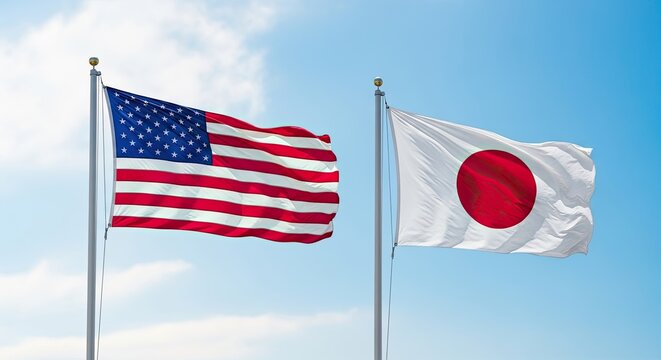 Celebrating international friends day usa and japan flags symbolize global friendship