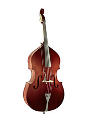 Fototapeta premium Professional 3D double bass musical instrument with bow isolated on white background. Classical upright bass illustration for jazz, orchestra, and music education concepts.