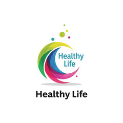 Obraz premium Colorful Healthy Life Logo Design with Crescent Shape and Bubbles.