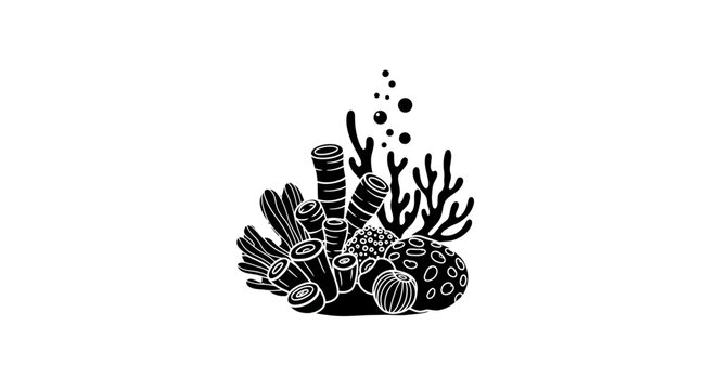 Coral Reef Marine Life Illustration.