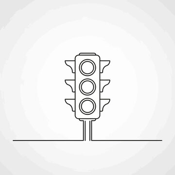Simple outline drawing of a traffic light on a white background minimalist design.