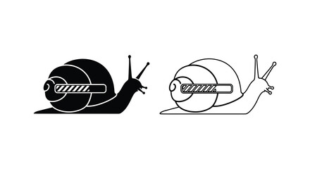 Two snail icons depicting loading progress one in solid color a silhouette © MdAbulBasher