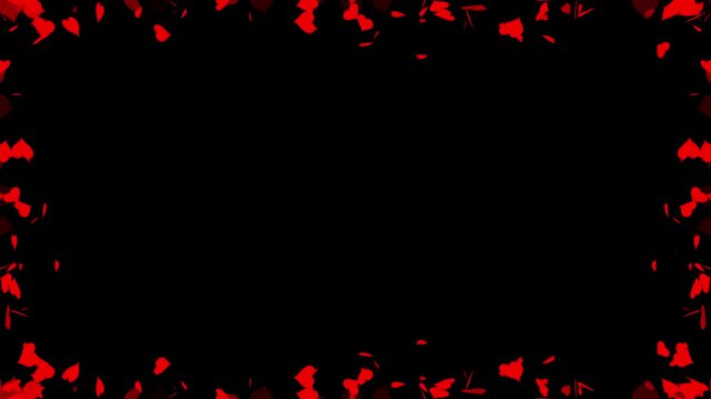 Valentines Day Animated Heart Frame Border with Flying Particles. Abstract Glowing Heart Particles Rectangle Frame Overlay for Romantic Video