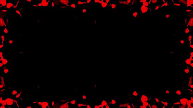 Valentines Day Animated Heart Frame Border with Flying Particles. Abstract Glowing Heart Particles Rectangle Frame Overlay for Romantic Video