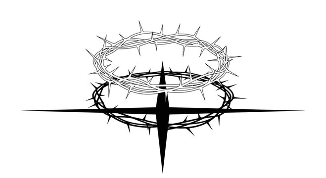 Crown of thorns on cross symbol.