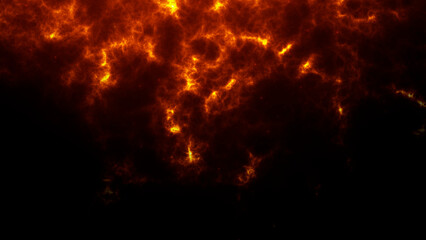 Fototapeta premium Glowing ember clouds with hot fiery texture and deep contrast. Dramatic abstract flame background with dynamic energy, smoke detail and cinematic heat.